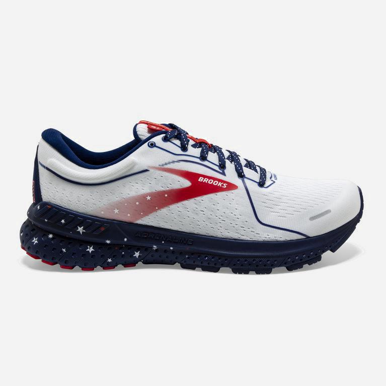 Brooks Adrenaline Gts 21 NZ - Men's Walking Shoes - White/Blue/Red (39540-MWXQ)